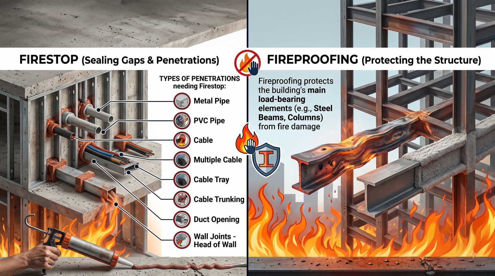 Firestop and fireproofing systems applied in a Qatar construction projec