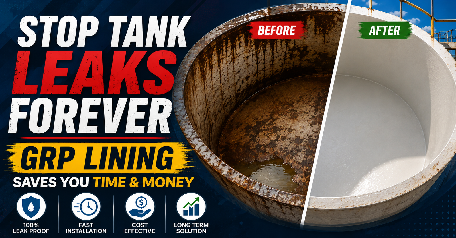 GRP tank lining in Qatar for corrosion and leak protection